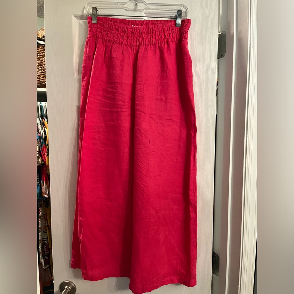 Anthropologie Linen cropped wide leg pants